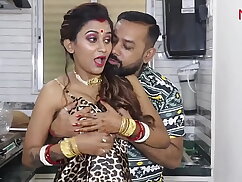 Young Newly Married Indian Wife Romantic Love Making In Kitchen