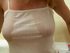 Sexy blonde teen naked in bathroom